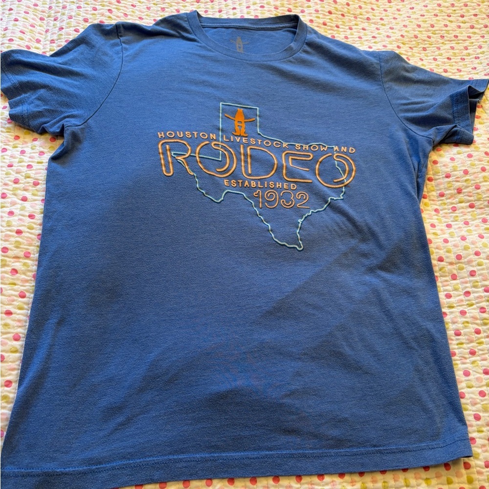 Houston Livestock Show and Rodeo Blue Mens Short sleeve T-Shirt-Size Large